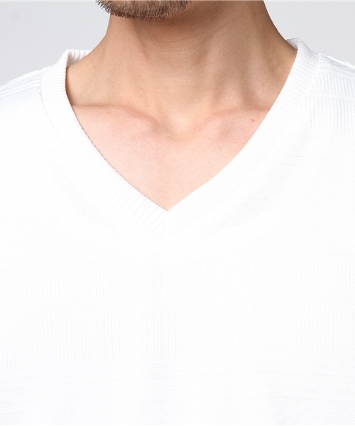 JACKROSE（ジャックローズ）の「ヘンケイジャガードVネックTシャツ（Tシャツ/カットソー・メンズ・ブラック/ホワイト・M/L）」の5枚目の写真