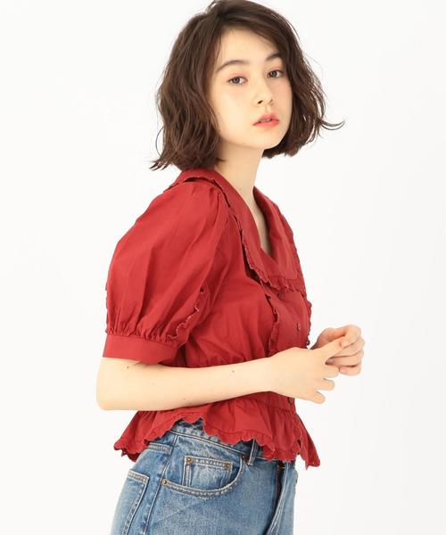 Another Edition（アナザーエディション）の「ぺプラムレースブラウス ◆（シャツ/ブラウス・レディース・オフホワイト/ワイン・フリー）」の2枚目の写真