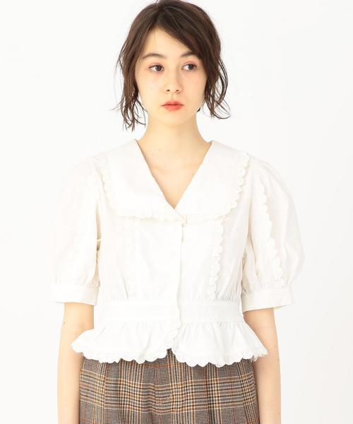 Another Edition（アナザーエディション）の「ぺプラムレースブラウス ◆（シャツ/ブラウス・レディース・オフホワイト/ワイン・フリー）」の5枚目の写真