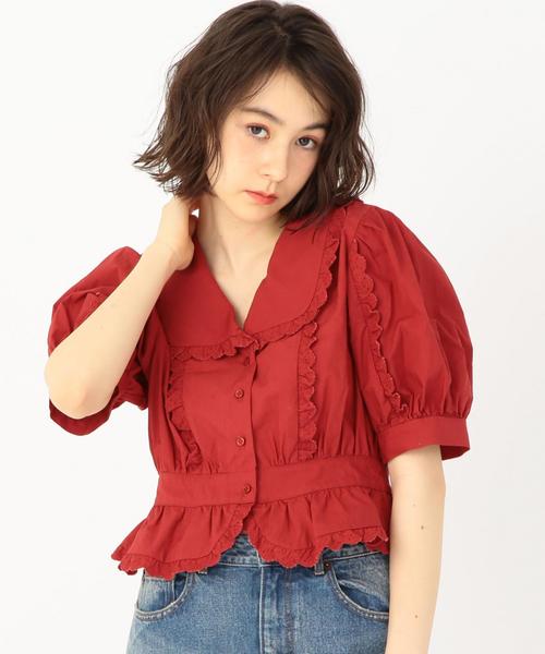 Another Edition（アナザーエディション）の「ぺプラムレースブラウス ◆（シャツ/ブラウス・レディース・オフホワイト/ワイン・フリー）」の7枚目の写真