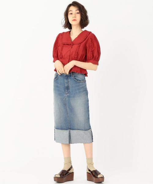 Another Edition（アナザーエディション）の「ぺプラムレースブラウス ◆（シャツ/ブラウス・レディース・オフホワイト/ワイン・フリー）」の9枚目の写真