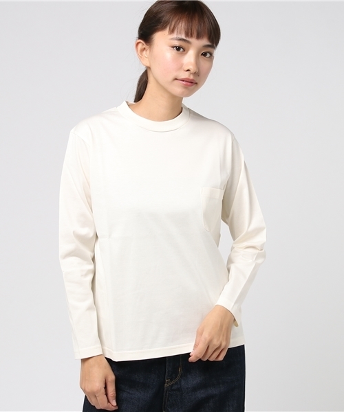 L&HARMONY(エルアンドハーモニー)の「ハイクルーネックポケットロングスリーブTシャツ(Tシャツ/カットソー・レディース・ホワイト/グレー/ネイビー・FREE)」の12枚目の写真