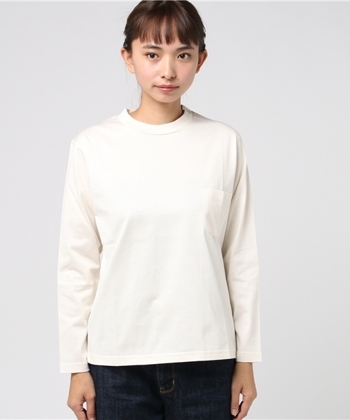L&HARMONY(エルアンドハーモニー)の「ハイクルーネックポケットロングスリーブTシャツ(Tシャツ/カットソー・レディース・ホワイト/グレー/ネイビー・FREE)」の10枚目の写真