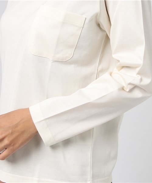 L&HARMONY(エルアンドハーモニー)の「ハイクルーネックポケットロングスリーブTシャツ(Tシャツ/カットソー・レディース・ホワイト/グレー/ネイビー・FREE)」の7枚目の写真