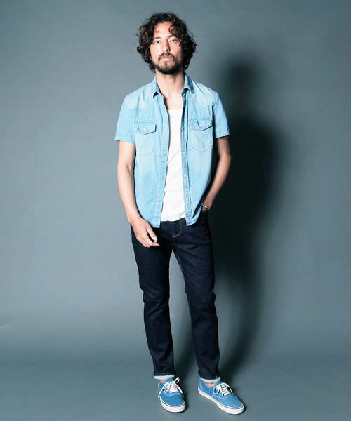 Magine（マージン）の「NO.35 SLIM WASHED INDIGO DENIM：NO.35スリムウォッシュド インディゴデニム（デニムパンツ・メンズ・インディゴブルー・44/48/46）」の4枚目の写真