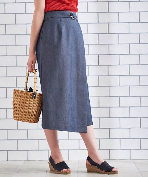 le.coeur blanc（ルクールブラン）の「リヨセルベルテッドラップスカート（スカート・レディース・ベージュ/ブラウン/ネイビー・38/36）」の5枚目の写真