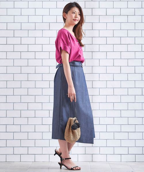 le.coeur blanc（ルクールブラン）の「リヨセルベルテッドラップスカート（スカート・レディース・ベージュ/ブラウン/ネイビー・38/36）」の8枚目の写真