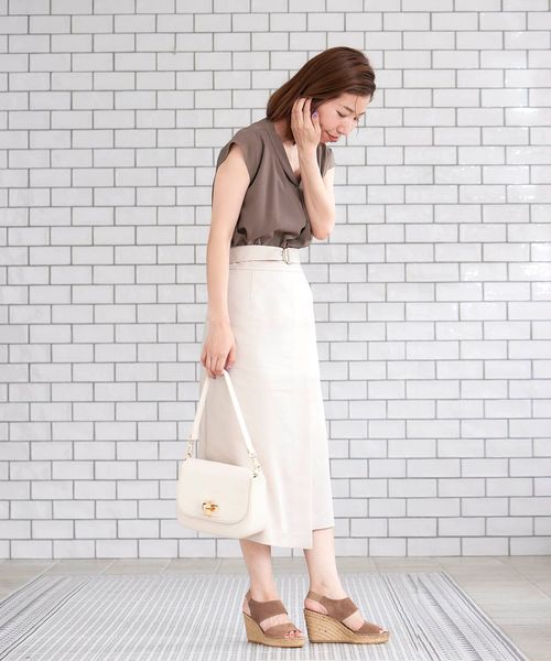 le.coeur blanc（ルクールブラン）の「リヨセルベルテッドラップスカート（スカート・レディース・ベージュ/ブラウン/ネイビー・38/36）」の20枚目の写真