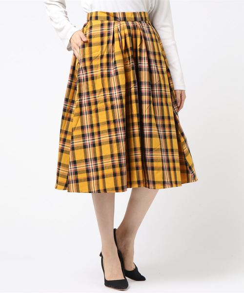 AMERICAN HOLIC（アメリカンホリック）の「10col. フロントタックスカート　＊（スカート・レディース・その他8/グリーン系その他5/イエロー系その他/ブルー系その他5/ブラウン系その他4/ベージュ/グリーン/ボルドー/ブラック/マスタード・FREE）」の8枚目の写真