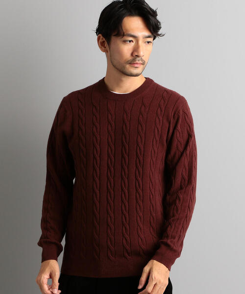 green label relaxing（グリーンレーベルリラクシング）の「CM WO/カシミヤ ケーブル クルー ニット（ニット/セーター・メンズ・モカ/ホワイト/ロイヤルブルー/ピンク/オレンジ系その他/ライトグレー/ダークグレー/ネイビー・LARGE/X-SMALL/SMALL/MEDIUM/X-LARGE）」の8枚目の写真