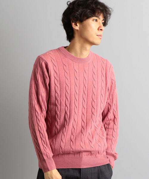 green label relaxing（グリーンレーベルリラクシング）の「CM WO/カシミヤ ケーブル クルー ニット（ニット/セーター・メンズ・モカ/ホワイト/ロイヤルブルー/ピンク/オレンジ系その他/ライトグレー/ダークグレー/ネイビー・LARGE/X-SMALL/SMALL/MEDIUM/X-LARGE）」の7枚目の写真