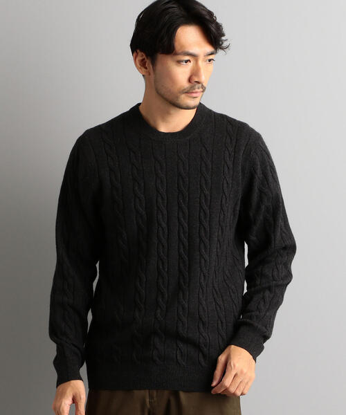 green label relaxing（グリーンレーベルリラクシング）の「CM WO/カシミヤ ケーブル クルー ニット（ニット/セーター・メンズ・モカ/ホワイト/ロイヤルブルー/ピンク/オレンジ系その他/ライトグレー/ダークグレー/ネイビー・LARGE/X-SMALL/SMALL/MEDIUM/X-LARGE）」の3枚目の写真
