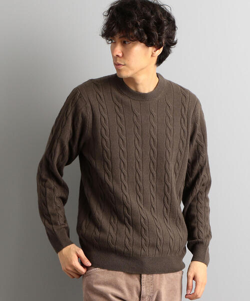 green label relaxing（グリーンレーベルリラクシング）の「CM WO/カシミヤ ケーブル クルー ニット（ニット/セーター・メンズ・モカ/ホワイト/ロイヤルブルー/ピンク/オレンジ系その他/ライトグレー/ダークグレー/ネイビー・LARGE/X-SMALL/SMALL/MEDIUM/X-LARGE）」の4枚目の写真