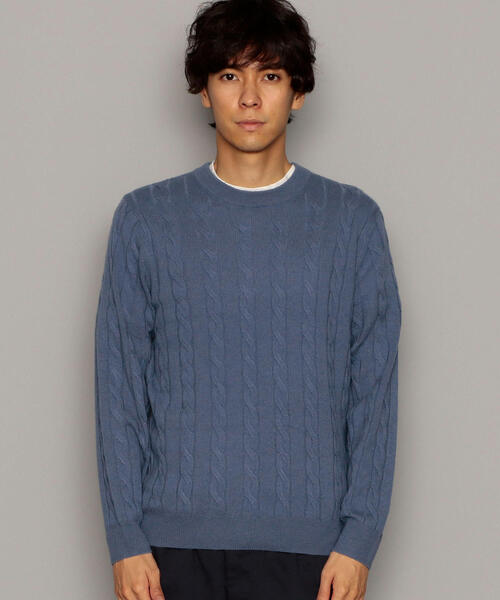 green label relaxing（グリーンレーベルリラクシング）の「CM WO/カシミヤ ケーブル クルー ニット（ニット/セーター・メンズ・モカ/ホワイト/ロイヤルブルー/ピンク/オレンジ系その他/ライトグレー/ダークグレー/ネイビー・LARGE/X-SMALL/SMALL/MEDIUM/X-LARGE）」の16枚目の写真