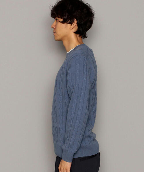 green label relaxing（グリーンレーベルリラクシング）の「CM WO/カシミヤ ケーブル クルー ニット（ニット/セーター・メンズ・モカ/ホワイト/ロイヤルブルー/ピンク/オレンジ系その他/ライトグレー/ダークグレー/ネイビー・LARGE/X-SMALL/SMALL/MEDIUM/X-LARGE）」の17枚目の写真