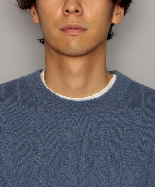 green label relaxing（グリーンレーベルリラクシング）の「CM WO/カシミヤ ケーブル クルー ニット（ニット/セーター・メンズ・モカ/ホワイト/ロイヤルブルー/ピンク/オレンジ系その他/ライトグレー/ダークグレー/ネイビー・LARGE/X-SMALL/SMALL/MEDIUM/X-LARGE）」の19枚目の写真