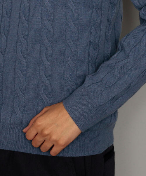 green label relaxing（グリーンレーベルリラクシング）の「CM WO/カシミヤ ケーブル クルー ニット（ニット/セーター・メンズ・モカ/ホワイト/ロイヤルブルー/ピンク/オレンジ系その他/ライトグレー/ダークグレー/ネイビー・LARGE/X-SMALL/SMALL/MEDIUM/X-LARGE）」の20枚目の写真