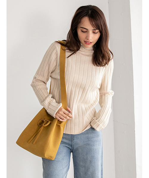 fifth（フィフス）の「ハイネックリブニット（ニット/セーター・レディース・ブラック/ベージュ/ブラウン・MEDIUM）」の3枚目の写真