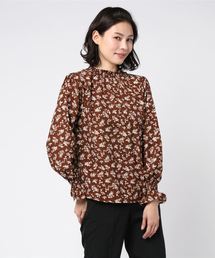 花柄 ギャザーブラウス