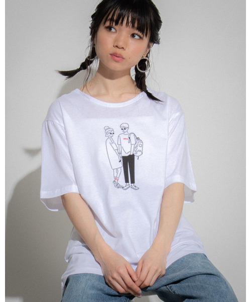 WEGO（ウィゴー）の「WEGO/ヒューマンペンシルTシャツ（Tシャツ/カットソー・メンズ・ホワイト/ブラック/ブラック系その他/ホワイト系その他・SMALL/MEDIUM/LARGE）」の3枚目の写真