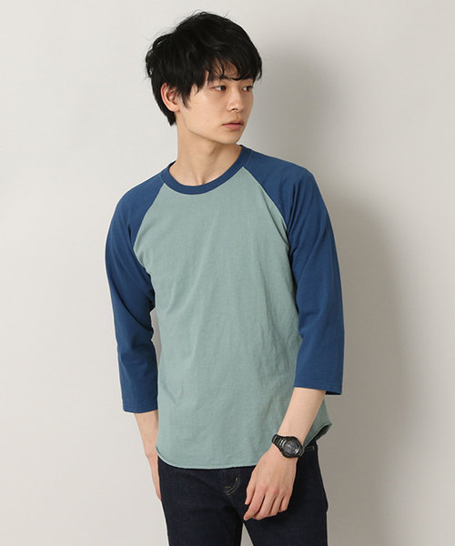 Good On(グッドオン)の「コンビベースボールTシャツ COMBI BASEBALL TEE GOLT1906(Tシャツ/カットソー・メンズ・ブラック/グリーン・MEDIUM/LARGE)」の1枚目の写真