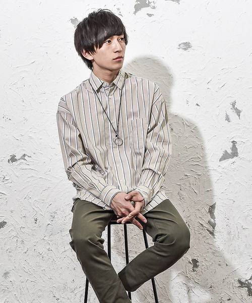 MinoriTY（マイノリティ）の「長袖BIGシャツ/ブロードストライプ（シャツ/ブラウス・メンズ・ホワイト系その他/ベージュ系その他/ブルー系その他/ブルー系その他2・M/L）」の2枚目の写真