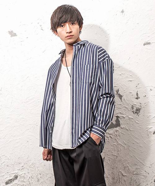 MinoriTY（マイノリティ）の「長袖BIGシャツ/ブロードストライプ（シャツ/ブラウス・メンズ・ホワイト系その他/ベージュ系その他/ブルー系その他/ブルー系その他2・M/L）」の4枚目の写真