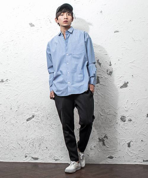 MinoriTY（マイノリティ）の「長袖BIGシャツ/ブロードストライプ（シャツ/ブラウス・メンズ・ホワイト系その他/ベージュ系その他/ブルー系その他/ブルー系その他2・M/L）」の18枚目の写真