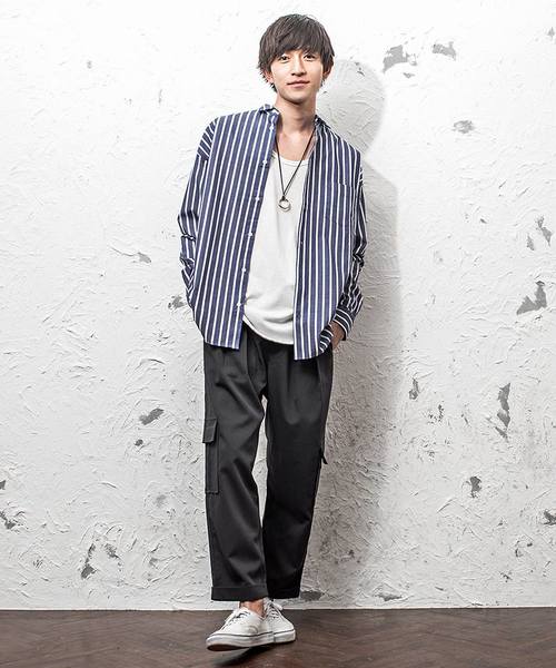 MinoriTY（マイノリティ）の「長袖BIGシャツ/ブロードストライプ（シャツ/ブラウス・メンズ・ホワイト系その他/ベージュ系その他/ブルー系その他/ブルー系その他2・M/L）」の12枚目の写真