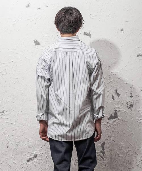 MinoriTY（マイノリティ）の「長袖BIGシャツ/ブロードストライプ（シャツ/ブラウス・メンズ・ホワイト系その他/ベージュ系その他/ブルー系その他/ブルー系その他2・M/L）」の9枚目の写真