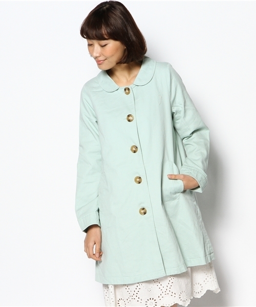 earth music&ecology（アースミュージックアンドエコロジー）の「Ａラインスプリングコート（トレンチコート・レディース・ベージュ/ミント/ネイビー/ラベンダー/ピンク・SMALL/MEDIUM）」の3枚目の写真