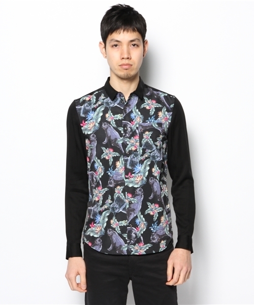 MIDWEST（ミッドウエスト）の「DIET  BUTCHER  SLIM  SKIN  レギュラー身頃プリント切替シャツ（シャツ/ブラウス・メンズ・ブラック/ダークブルー・1）」の3枚目の写真