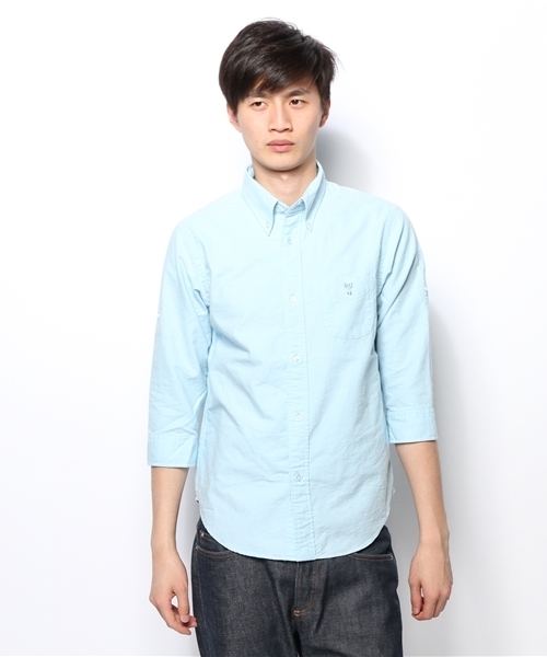 coen（コーエン）の「カラーオックスフォード7分袖BDシャツ（シャツ/ブラウス・メンズ・ライトピンク/ライトブルー・SMALL/MEDIUM/X-LARGE/LARGE/X-SMALL）」の9枚目の写真