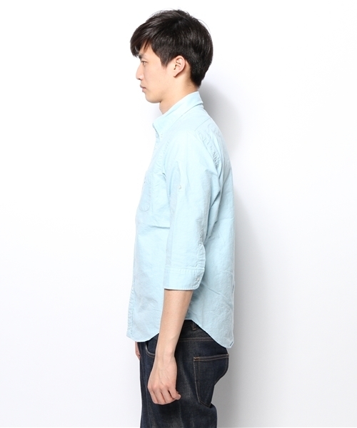 coen（コーエン）の「カラーオックスフォード7分袖BDシャツ（シャツ/ブラウス・メンズ・ライトピンク/ライトブルー・SMALL/MEDIUM/X-LARGE/LARGE/X-SMALL）」の5枚目の写真