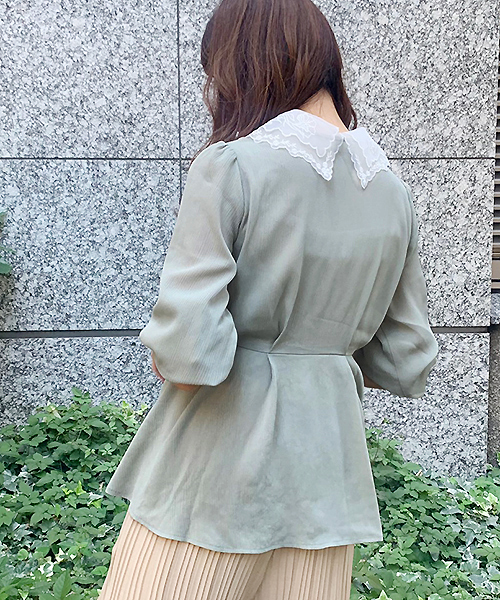 apres jour（アプレジュール）の「オーガンジーレース襟ブラウス【ZOZOTOWN限定アイテム】（シャツ/ブラウス・レディース・ベージュ/ピンク/ライトグリーン・フリー）」の6枚目の写真