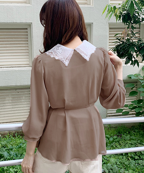 apres jour（アプレジュール）の「オーガンジーレース襟ブラウス【ZOZOTOWN限定アイテム】（シャツ/ブラウス・レディース・ベージュ/ピンク/ライトグリーン・フリー）」の10枚目の写真