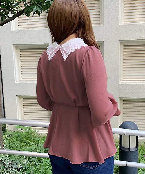 apres jour（アプレジュール）の「オーガンジーレース襟ブラウス【ZOZOTOWN限定アイテム】（シャツ/ブラウス・レディース・ベージュ/ピンク/ライトグリーン・フリー）」の18枚目の写真