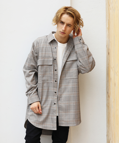 Luv maison(ラブメゾン)の「LV ビッグシルエットミリタリーシャツBL/シャツジャケット(シャツ/ブラウス・メンズ・ホワイト/ブラック/ベージュ・M/L)」の1枚目の写真