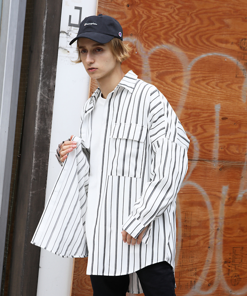 Luv maison(ラブメゾン)の「LV ビッグシルエットミリタリーシャツBL/シャツジャケット(シャツ/ブラウス・メンズ・ホワイト/ブラック/ベージュ・M/L)」の4枚目の写真