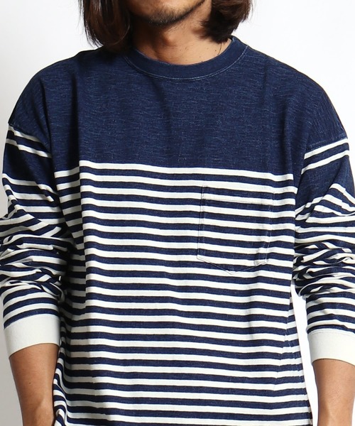 【極美品】REMIRELIEF レミレリーフ ロングＴシャツ インディゴボーダー 30％OFFREMI RELIEF（レミレリーフ） 16⁄2ボーダー