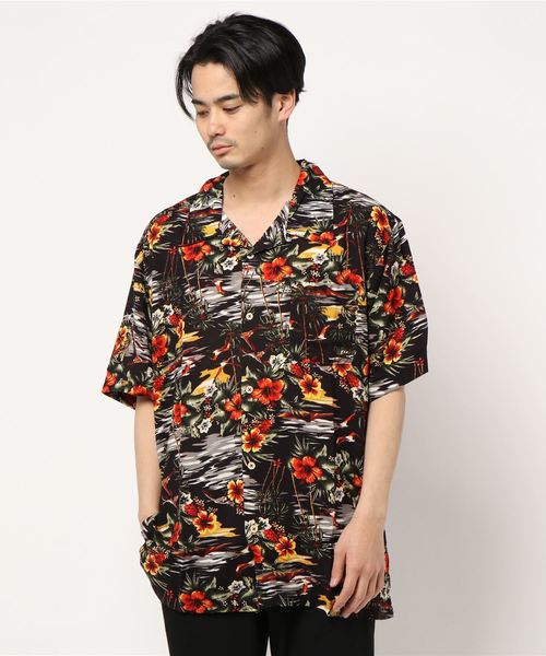 STYLEBLOCK（スタイルブロック）の「ビッグシルエットレーヨンアロハシャツ（シャツ/ブラウス・メンズ・ブラック/パープル/レッド/ブラック系その他/ベージュ系その他/ホワイト系その他3/ブラック系その他5/ブラック系その他6/ブラック系その他7/ブルー系その他2/ブルー系その他3/ブルー系その他4/ホワイト系その他2/ブルー系その他/ブラック系その他4/ブラック系その他2/ネイビー/ホワイト/ホワイト系その他/ベージュ/ブラック系その他3/グリーン・3L）」の7枚目の写真