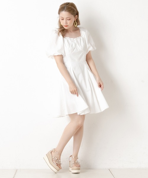 ワンアフターアナザー NICE CLAUP フリルミニワンピース ブラックドット ワンアフターアナザー NICE CLAUP フリルミニワンピース
