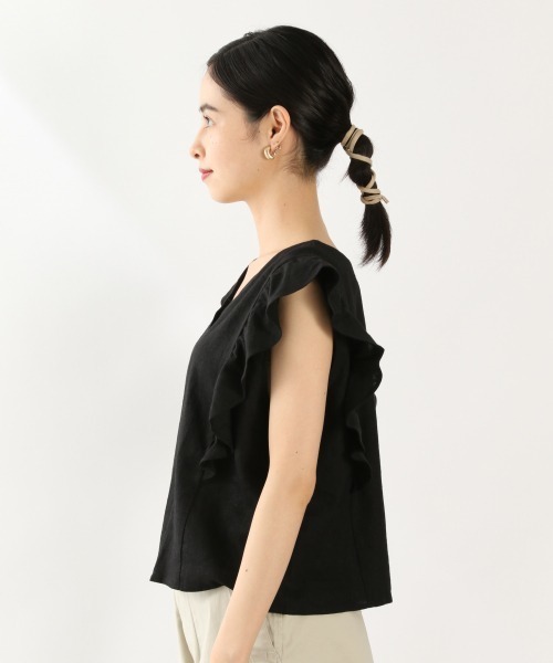 LOWRYS FARM(ローリーズファーム)の「L/R2WAYラッフルブラウス 892380(シャツ/ブラウス・レディース・ブラック/グリーン/アイボリー/パープル・FREE)」の5枚目の写真