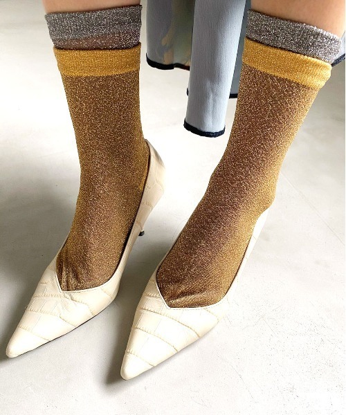 Ameri(アメリ)の「SHEER GLITTER PAIR SOCKS(ソックス/靴下・レディース・ブラック/レッド/イエロー・FREE)」の7枚目の写真