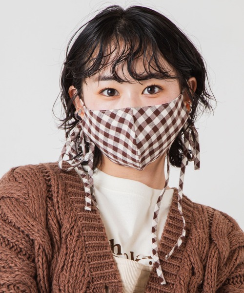WEGO（ウィゴー）の「WEGO/ギンガムロングリボンマスク（マスク・レディース・ブラック/ブラウン・FREE）」の10枚目の写真