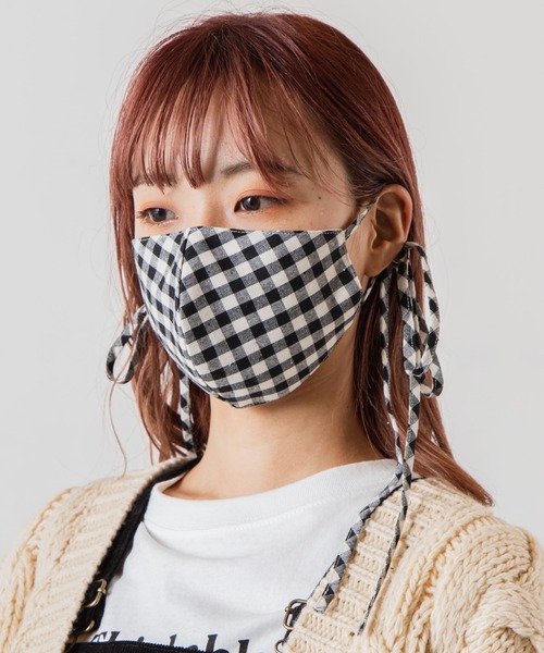 WEGO（ウィゴー）の「WEGO/ギンガムロングリボンマスク（マスク・レディース・ブラック/ブラウン・FREE）」の7枚目の写真