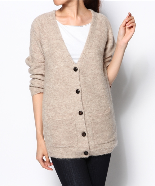 トップス Whim Gazette RIB Vネックカーディガン ベージュ