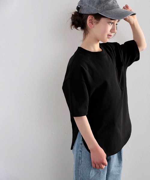 classicalelf（クラシカルエルフ）の「キッズ 綿100％USAコットン。ゆったりシルエットTee（Tシャツ/カットソー・キッズ・ブラック/オフホワイト/グレイッシュベージュ・130/140/150/160）」の5枚目の写真