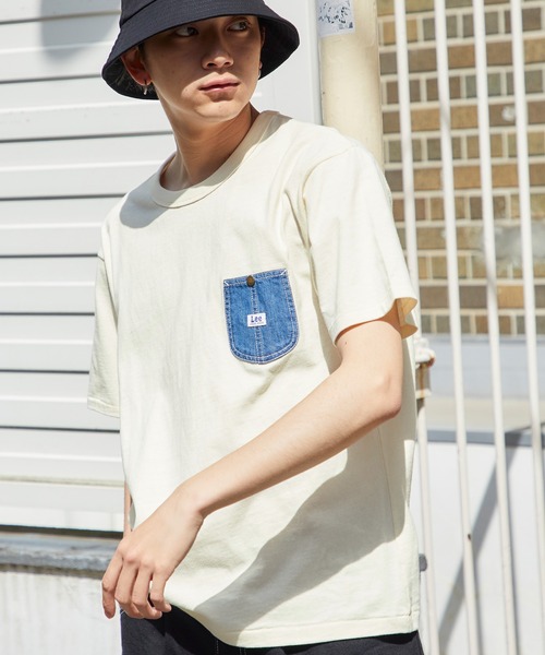Lee(リー)の「Lee/リー DENIM POCKET S/S TEE ロゴピスネーム デニムポケット半袖Tシャツ(Tシャツ/カットソー・メンズ・ホワイト/ブラック/ラベンダー/ベージュ系その他/グリーン系その他・M/L/XL)」の3枚目の写真