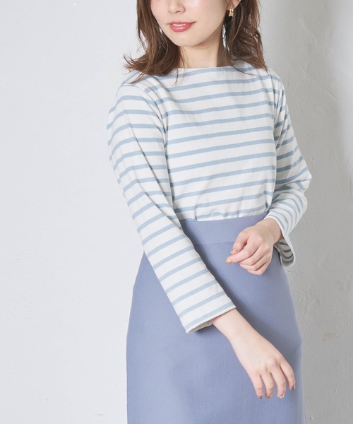 natural couture(ナチュラルクチュール)の「便利なベーシックボーダーT(Tシャツ/カットソー・レディース・ブラック/ベージュ/サックスブルー/イエロー/ピンク・FREE)」の15枚目の写真